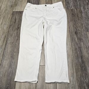 Chico’s So Slimming Crop Pants Capris White Stretch Denim Women's Medium Size 1